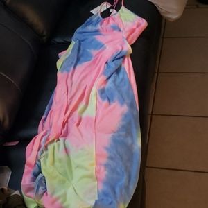 Cotton candy tie and dye long summer dress
